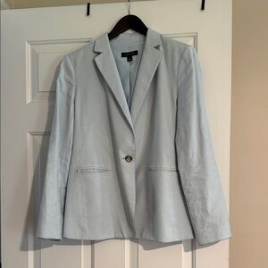 Ann Taylor Pale Blue Single-Button Linen Blazer